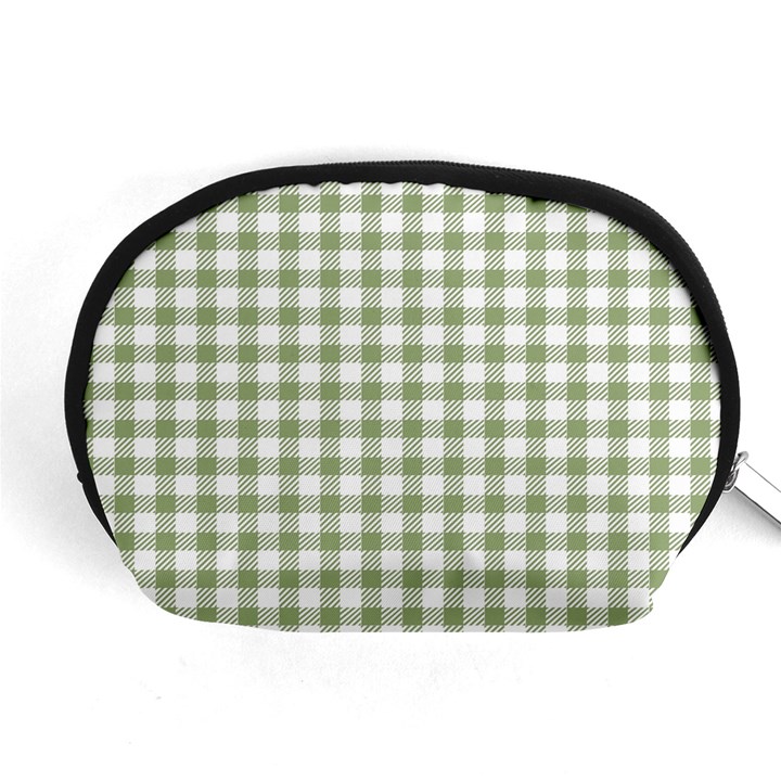 Green Tea White Small Plaids Accessory Pouch (Medium)