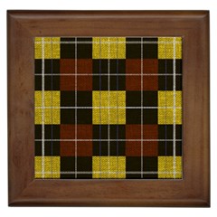 Modern Black Red Golden Plaids Framed Tile by ConteMonfrey