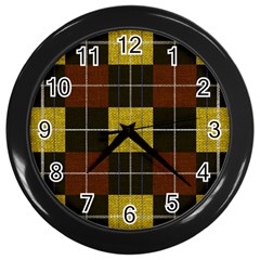 Modern Black Red Golden Plaids Wall Clock (black) by ConteMonfrey