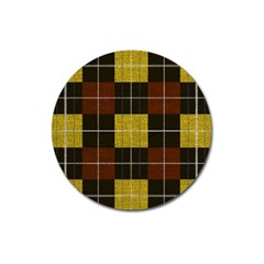 Modern Black Red Golden Plaids Magnet 3  (round) by ConteMonfrey