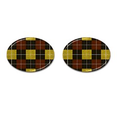 Modern Black Red Golden Plaids Cufflinks (oval) by ConteMonfrey