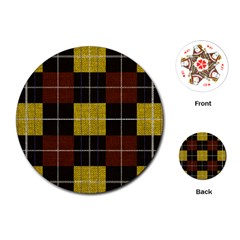 Modern Black Red Golden Plaids Playing Cards Single Design (round) by ConteMonfrey