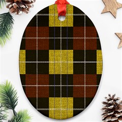 Modern Black Red Golden Plaids Oval Ornament (two Sides) by ConteMonfrey