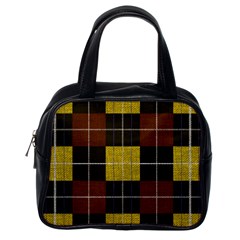 Modern Black Red Golden Plaids Classic Handbag (one Side) by ConteMonfrey