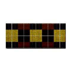 Modern Black Red Golden Plaids Hand Towel by ConteMonfrey