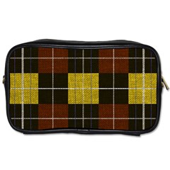 Modern Black Red Golden Plaids Toiletries Bag (two Sides) by ConteMonfrey