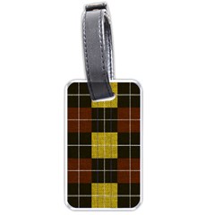 Modern Black Red Golden Plaids Luggage Tag (one Side) by ConteMonfrey