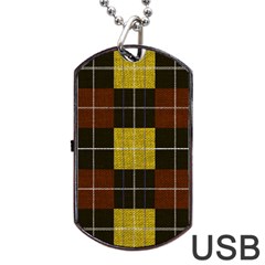 Modern Black Red Golden Plaids Dog Tag Usb Flash (two Sides) by ConteMonfrey