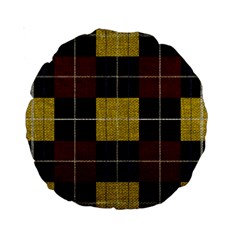 Modern Black Red Golden Plaids Standard 15  Premium Round Cushions by ConteMonfrey