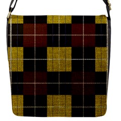 Modern Black Red Golden Plaids Flap Closure Messenger Bag (s) by ConteMonfrey