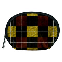 Modern Black Red Golden Plaids Accessory Pouch (medium) by ConteMonfrey