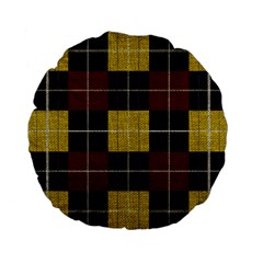 Modern Black Red Golden Plaids Standard 15  Premium Flano Round Cushions by ConteMonfrey