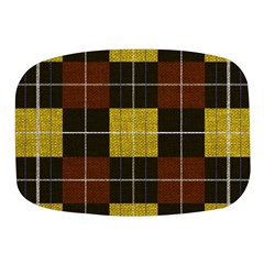 Modern Black Red Golden Plaids Mini Square Pill Box by ConteMonfrey