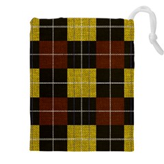 Modern Black Red Golden Plaids Drawstring Pouch (4xl) by ConteMonfrey