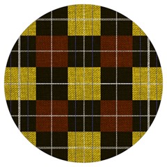 Modern Black Red Golden Plaids Round Trivet by ConteMonfrey