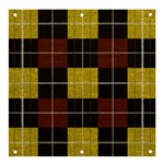 Modern black red golden Plaids Banner and Sign 4  x 4  Front