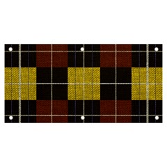 Modern Black Red Golden Plaids Banner And Sign 6  X 3  by ConteMonfrey