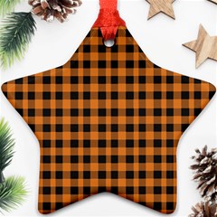 Orange black small plaids Ornament (Star)