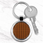 Orange black small plaids Key Chain (Round) Front