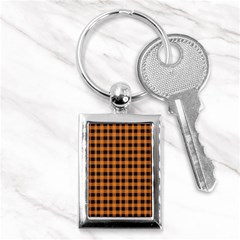 Orange black small plaids Key Chain (Rectangle)