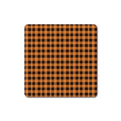 Orange black small plaids Square Magnet