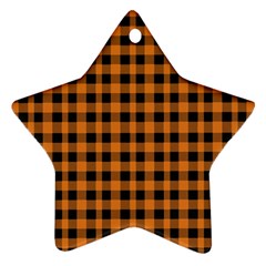 Orange Black Small Plaids Star Ornament (two Sides) by ConteMonfrey