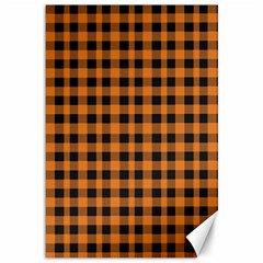 Orange black small plaids Canvas 12  x 18 