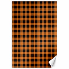 Orange black small plaids Canvas 24  x 36 