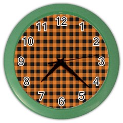 Orange black small plaids Color Wall Clock