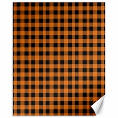 Orange black small plaids Canvas 11  x 14 