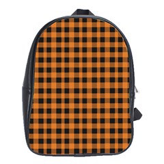 Orange black small plaids School Bag (Large)