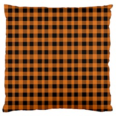 Orange Black Small Plaids Large Cushion Case (one Side) by ConteMonfrey