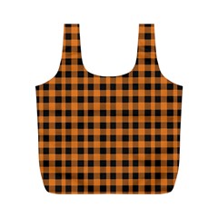 Orange black small plaids Full Print Recycle Bag (M)