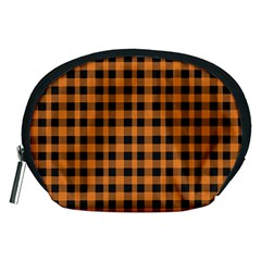 Orange Black Small Plaids Accessory Pouch (medium) by ConteMonfrey