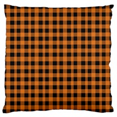 Orange black small plaids Large Flano Cushion Case (One Side)