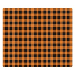 Orange black small plaids Double Sided Flano Blanket (Small) 