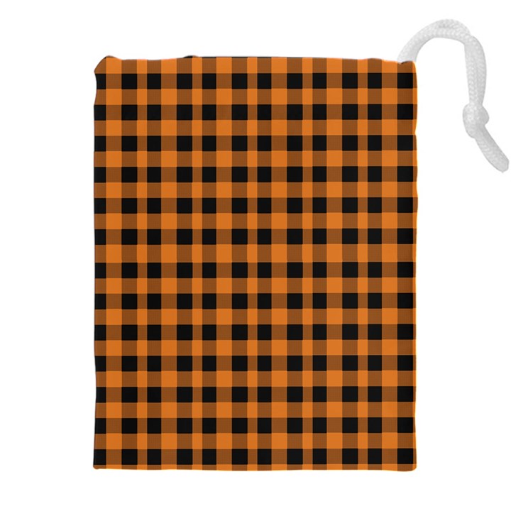 Orange black small plaids Drawstring Pouch (5XL)