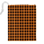 Orange black small plaids Drawstring Pouch (5XL) Back