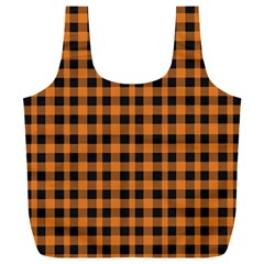 Orange Black Small Plaids Full Print Recycle Bag (xxl) by ConteMonfrey