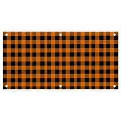 Orange black small plaids Banner and Sign 4  x 2 