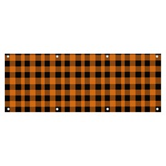 Orange black small plaids Banner and Sign 8  x 3 