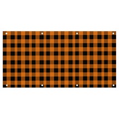 Orange black small plaids Banner and Sign 8  x 4 