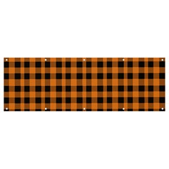 Orange black small plaids Banner and Sign 12  x 4 