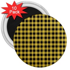 Black And Yellow Small Plaids 3  Magnets (10 Pack)  by ConteMonfrey