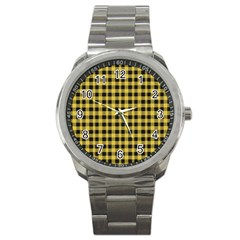 Black And Yellow Small Plaids Sport Metal Watch by ConteMonfrey