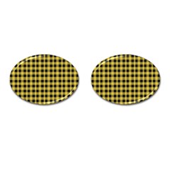 Black And Yellow Small Plaids Cufflinks (oval) by ConteMonfrey