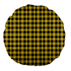 Black And Yellow Small Plaids Large 18  Premium Flano Round Cushions by ConteMonfrey