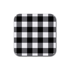 Black And White Classic Plaids Rubber Coaster (square) by ConteMonfrey