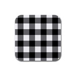 Black and white classic plaids Rubber Square Coaster (4 pack) Front