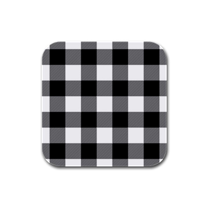 Black and white classic plaids Rubber Square Coaster (4 pack)